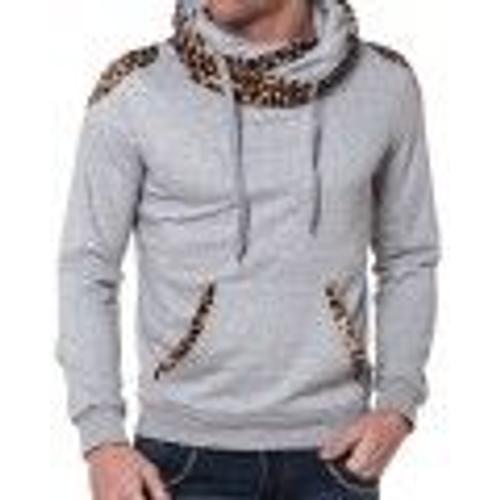 Sweat Col À Rabat Gris Et Leopard - Govdenim - M