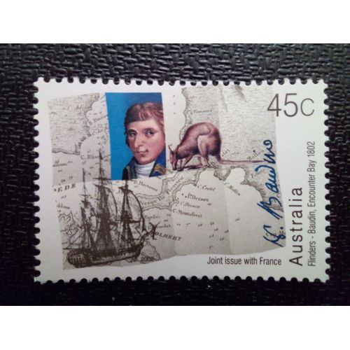 Timbre Australie Yt 2026 Explorateurs Français D'australie Nicolas Baudin 2002