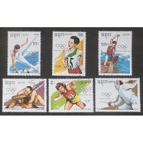 Cambodge Oblitéré Y Et T N° 870 A À 870 F Lot De 6 Timbres De 1989 J O Barcelone