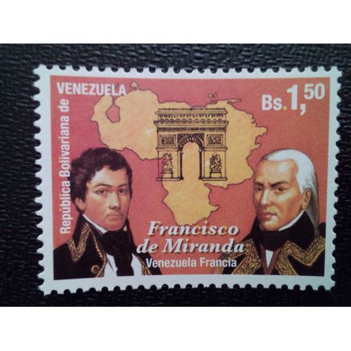 Timbre Venezuela Yt 2789 Sebastián Francisco De Miranda Rodríguez, 1750-1816 2009