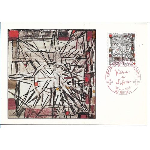 Carte Timbrée Oblitérée 1er Jour D'émission Croix Rouge Française 22 Novembre 1986 (Comité De 51 Reims) : Peinture De Viera Da Silva