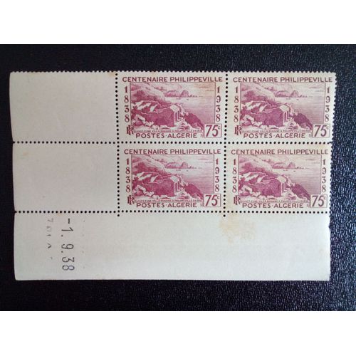 Timbre Algerie Yt 144 Golfe De Stora Et Ruines De Russicada Centenaire De Philippeville 1938
