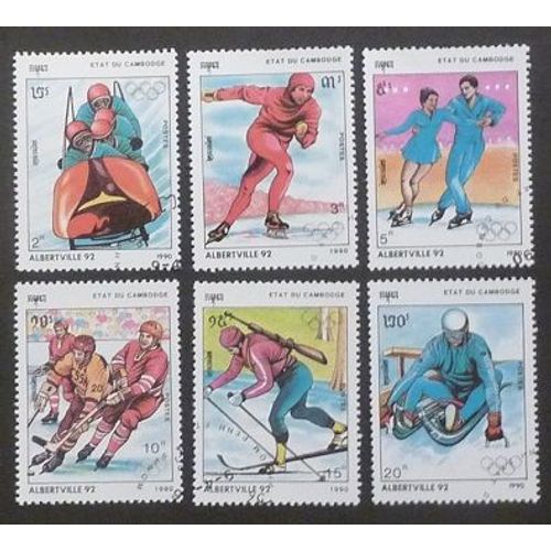 Cambodge Oblitéré Lot De 6 Timbres De 1990 J O Albertville