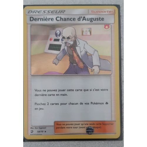 Carte Francaise Dresseur Dernière Chance D'auguste Holo 58/70 Série Majesté Des Dragons Pokemon