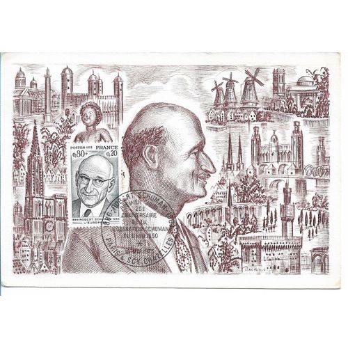 Carte Timbrée Oblitérée 1er Jour D'émission Croix Rouge Française 10-11 Mai 1975 (Comité De 75 Paris) : 25e Anniversaire De La Déclaration Schuman