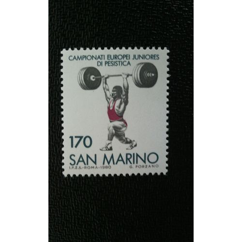 Timbre San-Marin Yt 1020 Championnat D'europe De Poids Et Haltères 1980