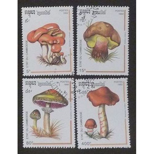 Cambodge Oblitéré Lot De 4 Timbres De 1992 Champignons