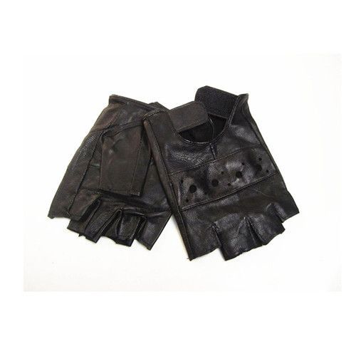 Paire De Mitaine Force Vintage Rétro Goth Vrais Cuir Noir Moto Taille Xl