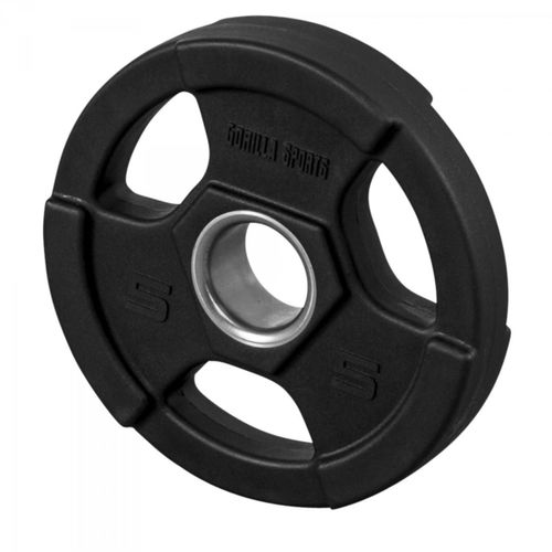 Gorilla Sports - Poids Disques Olympiques En Fonte Rêvetement Caoutchouc Avec Anneau Métallique De 51mm - De 1,25 À 25 Kg - Poids : 5 Kg