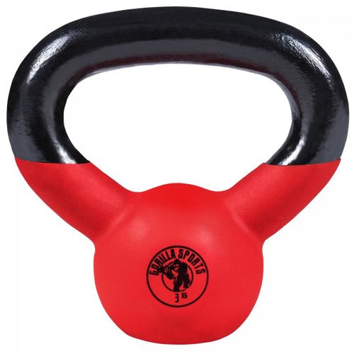 Gorilla Sports - Kettlebell Avec Revêtement Néoprène - De 2 Kg À 32 Kg - Poids : 3 Kg