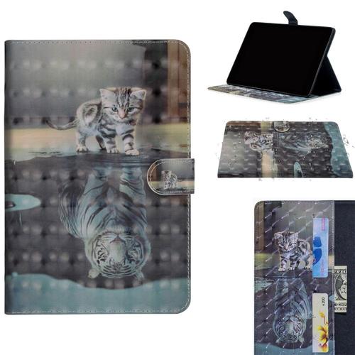 Etui En Pu Decoration Par Points Lumineux Chat Et Reflet Dans L Eau Pour Votre Samsung Galaxy Tab A 10 5 18 T590 T595 T597 Rakuten