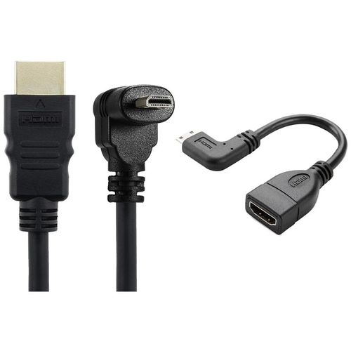 Câble Micro HDMI mâle vers HDMI mâle à angle droit, résistant à 90 degrés, 1 pièce de 30cm