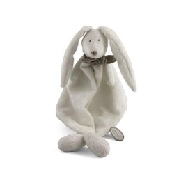 Doudou Lapin Blanc & Gris Dimpel Flore Taupe Beige