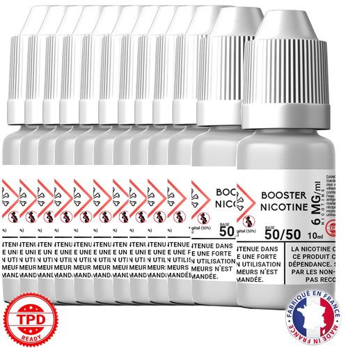 Pack Booster Nicotine 6 mg 10 ml 50/50 -50% PG / 50% VG DIY Lot de 12 Bouteilles E-Liquides