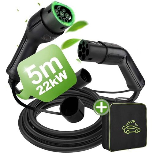 Câble De Recharge Ev/| 32amp | Puissance De Sortie Maximale 22kw | Triphasé | 5 Mètres | Véhicule Électrique Et Hybride Rechargeable De Type 2 À Type 2,