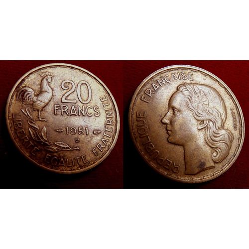 Pièce Monnaie 20 Frs Francs France 1951 B - Cupro Alu - Guiraud