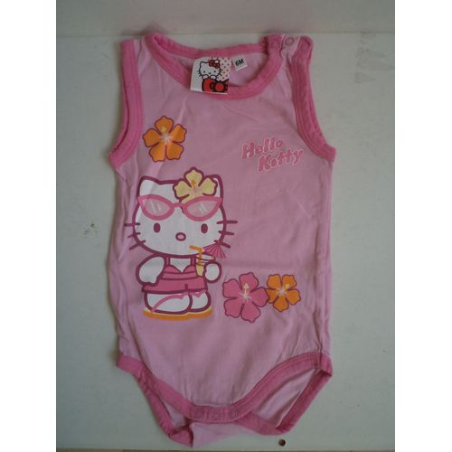 Body Hello Kitty 6 Mois Rose Manches Courtes Neuf