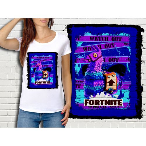 T-Shirt Blanc Femme Fortnite Battle Royale Réf 514