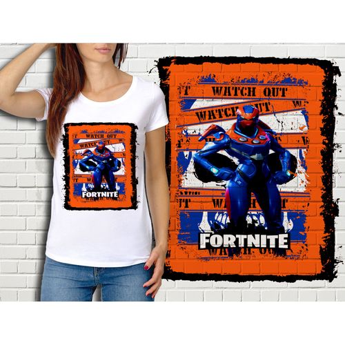 T-Shirt Blanc Femme Fortnite Battle Royale Réf 515