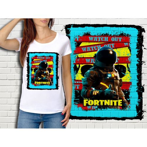 T-Shirt Blanc Femme Fortnite Battle Royale Réf 516