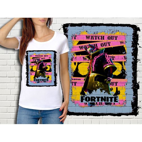 T-Shirt Blanc Femme Fortnite Battle Royale Réf 517