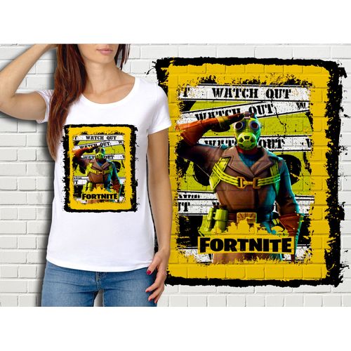 T-Shirt Blanc Femme Fortnite Battle Royale Réf 518