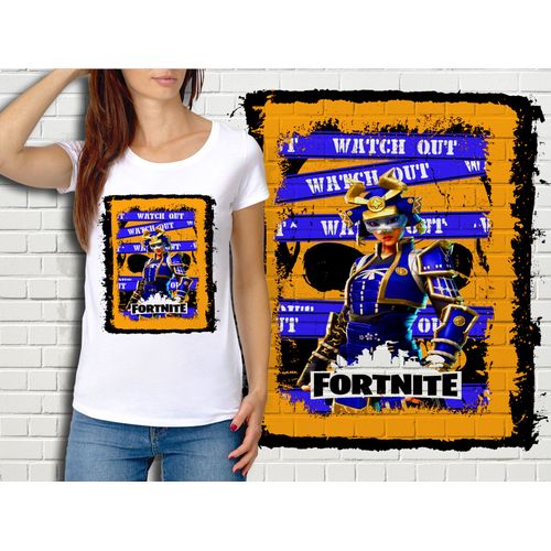 T-Shirt Blanc Femme Fortnite Battle Royale Réf 519