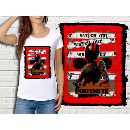 T-Shirt Blanc Femme Fortnite Battle Royale Réf 520