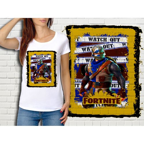 T-Shirt Blanc Femme Fortnite Battle Royale Réf 521