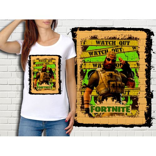 T-Shirt Blanc Femme Fortnite Battle Royale Réf 522
