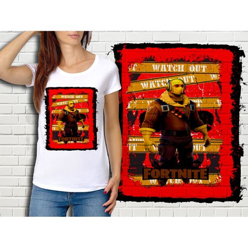 T-Shirt Blanc Femme Fortnite Battle Royale Réf 523