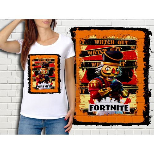 T-Shirt Blanc Femme Fortnite Battle Royale Réf 524