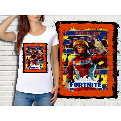 T-Shirt Blanc Femme Fortnite Battle Royale Réf 527