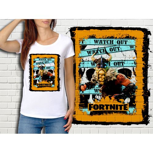 T-Shirt Blanc Femme Fortnite Battle Royale Réf 528