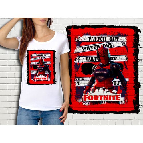 T-Shirt Blanc Femme Fortnite Battle Royale Réf 529