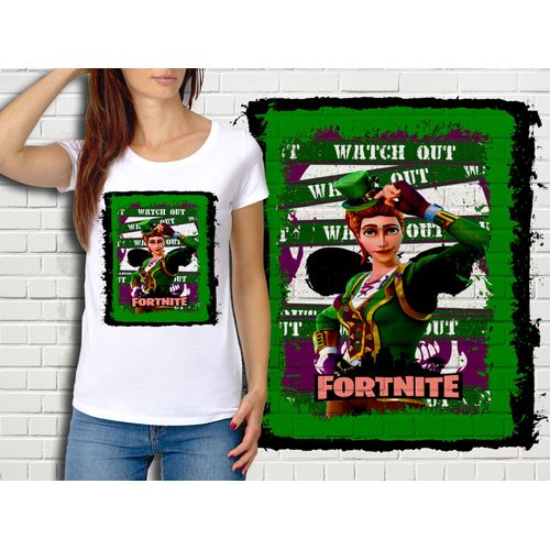 T-Shirt Blanc Femme Fortnite Battle Royale Réf 530