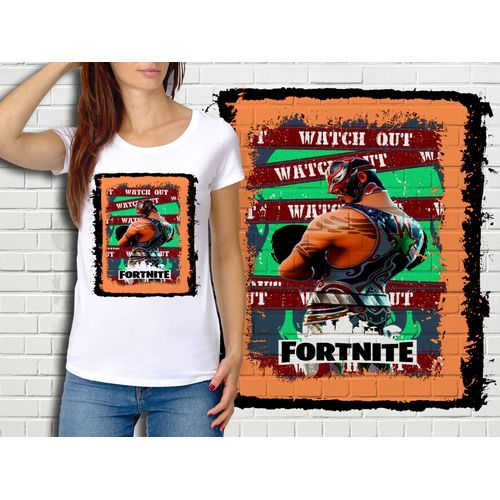 T-Shirt Blanc Femme Fortnite Battle Royale Réf 532