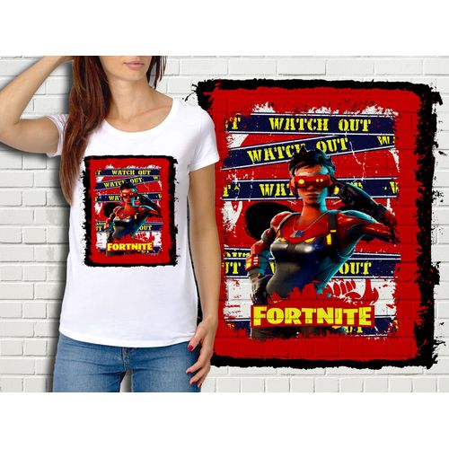 T-Shirt Blanc Femme Fortnite Battle Royale Réf 533
