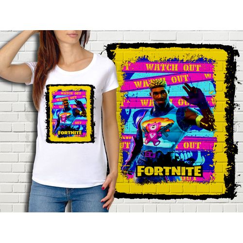 T-Shirt Blanc Femme Fortnite Battle Royale Réf 536