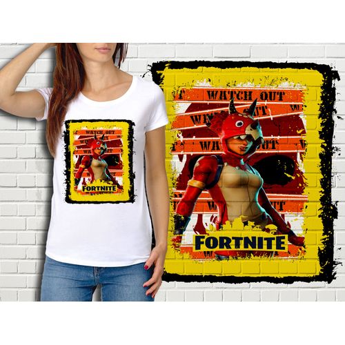 T-Shirt Blanc Femme Fortnite Battle Royale Réf 537