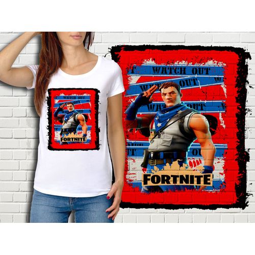 T-Shirt Blanc Femme Fortnite Battle Royale Réf 538