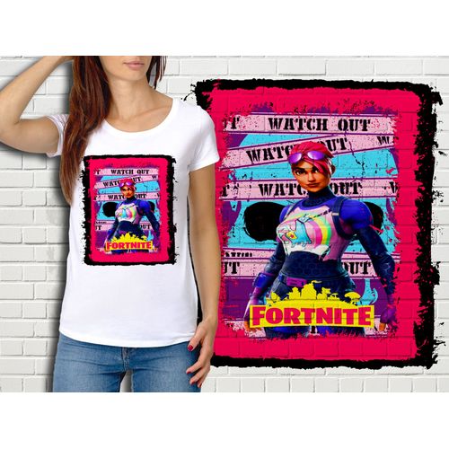 T-Shirt Blanc Femme Fortnite Battle Royale Réf 539