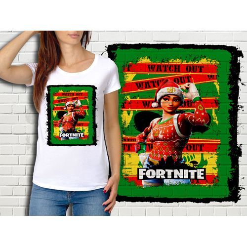 T-Shirt Blanc Femme Fortnite Battle Royale Réf 540