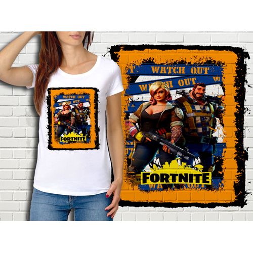 T-Shirt Blanc Femme Fortnite Battle Royale Réf 541