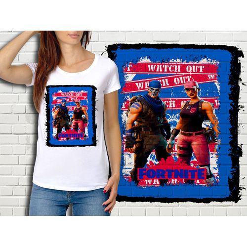 T-Shirt Blanc Femme Fortnite Battle Royale Réf 542
