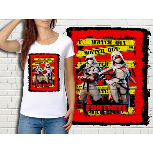 T-Shirt Blanc Femme Fortnite Battle Royale Réf 543