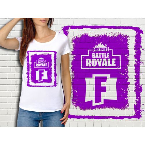 T-Shirt Blanc Femme Fortnite Battle Royale Réf 545