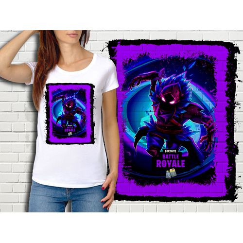 T-Shirt Blanc Femme Fortnite Battle Royale Réf 547