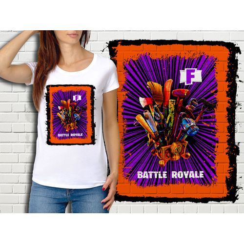 T-Shirt Blanc Femme Fortnite Battle Royale Réf 548