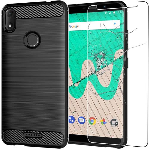 Ebeststar - Coque Wiko View Max Housse Motif Fibre Carbone Luxe Flex Tpu Premium, Noir [Dimensions Precises Smartphone : 157.8 X 75.8 X 7.9 Mm, Écran 5.99''][Note Importante Lire Description]